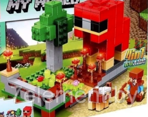 Детский конструктор 4 в 1 Minecraft Майнкрафт 1064 Домик серия my world блочный аналог лего lego - фото 3 - id-p218602251