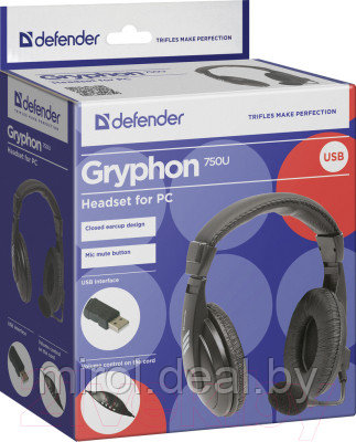 Наушники-гарнитура Defender Gryphon 750U / 63752 - фото 5 - id-p218790362