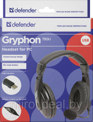 Наушники-гарнитура Defender Gryphon 750U / 63752 - фото 6 - id-p218790362