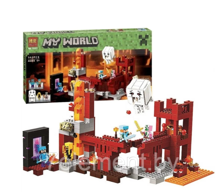 Детский конструктор Minecraft Майнкрафт Подземная крепость домик 10393 серия my world блочный аналог лего lego - фото 1 - id-p218602303