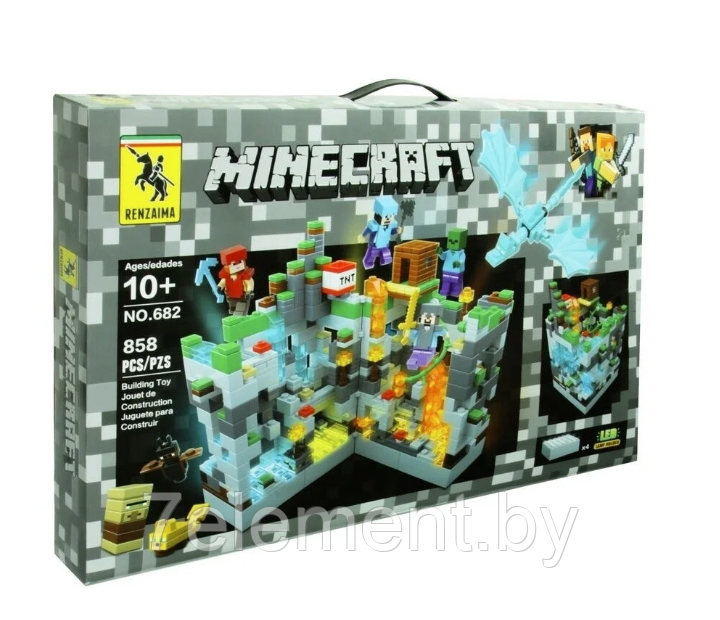 Детский конструктор светящийся Minecraft Битва с драконом Майнкрафт 682 серия my world аналог лего lego - фото 2 - id-p218602342