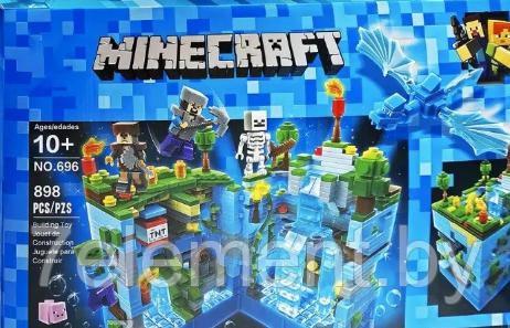 Детский конструктор светящийся Minecraft Ледяная крепость Майнкрафт 696 серия my world аналог лего lego - фото 3 - id-p218602341