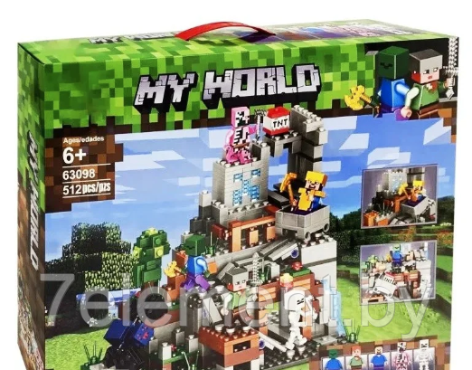 Детский конструктор Minecraft Шахта крепость Майнкрафт 63098 серия my world блочный аналог лего lego - фото 3 - id-p218602372