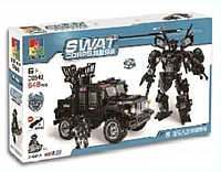 Детский конструктор 2 в 1 Swat полиция спецназ 0540 Джип машинка робот, серия сити аналог лего lego