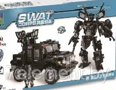 Детский конструктор 2 в 1 Swat полиция спецназ 0540 Джип машинка робот, серия сити аналог лего lego - фото 2 - id-p218602376