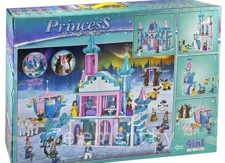 Детский конструктор Kazi 4в1 Замок сказочной принцессы KY98712 аналог лего lego дом Disney Princess - фото 1 - id-p218603299