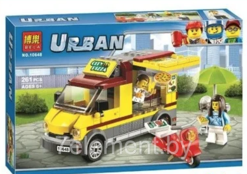Детский конструктор Фургон пиццерия 10648 Urban машинка городская серия сити город cities аналог лего lego - фото 1 - id-p218602335