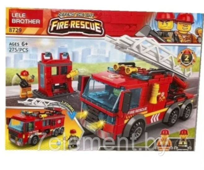 Детский конструктор Пожарная машина, участок охрана станция 8729 серия сити cities пожарные аналог лего lego - фото 3 - id-p218603428
