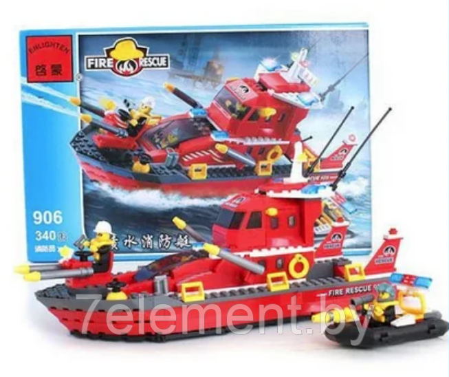 Детский конструктор Пожарный катер корабль, пожарная охрана 906 серия пожарные сити cities аналог лего lego - фото 1 - id-p218602875
