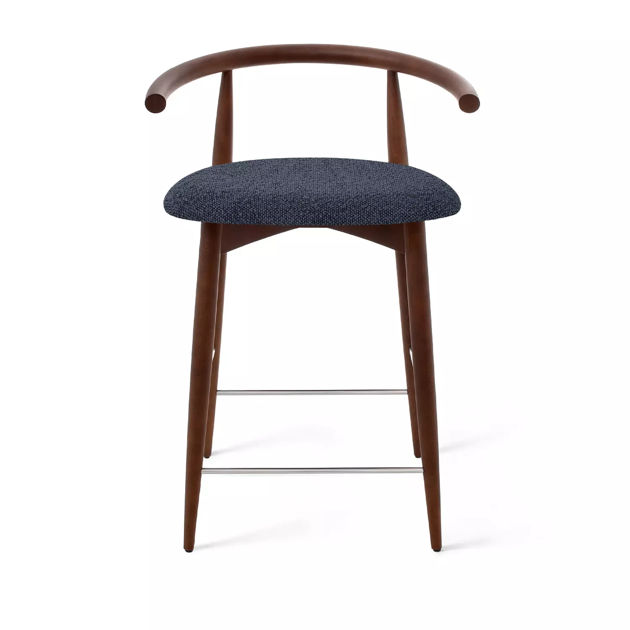 Полубарный стул Fabricius, натуральный бук, тонированный коричневым лаком, шенилл черный - фото 1 - id-p218804267