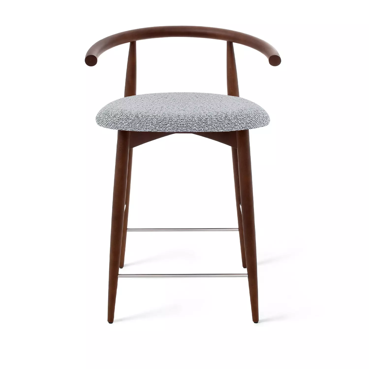 Полубарный стул Fabricius, натуральный бук, тонированный коричневым лаком, шенилл серый - фото 1 - id-p218804268