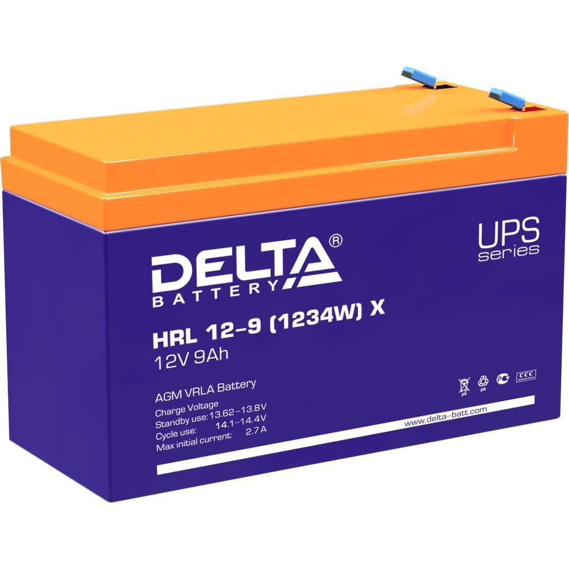 Delta HRL 12-9 (1234W) X (9А\ч, 12В) свинцово- кислотный аккумулятор - фото 1 - id-p218323347