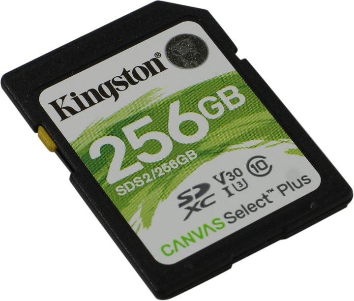 Карта Памяти 256Gb Kingston Canvas Select Plus SDXC UHS-I U3 V30 (100/85 Mb/s) - фото 1 - id-p203910094