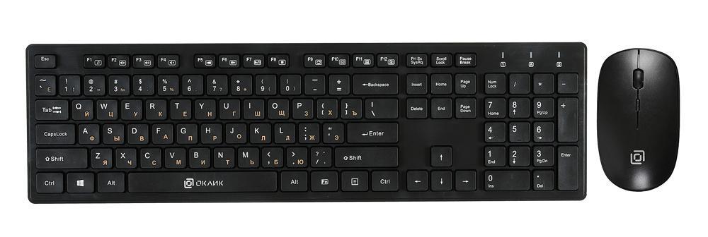 Клавиатура + мышь Оклик 240M клав:черный мышь:черный USB беспроводная slim Multimedia - фото 1 - id-p218581691