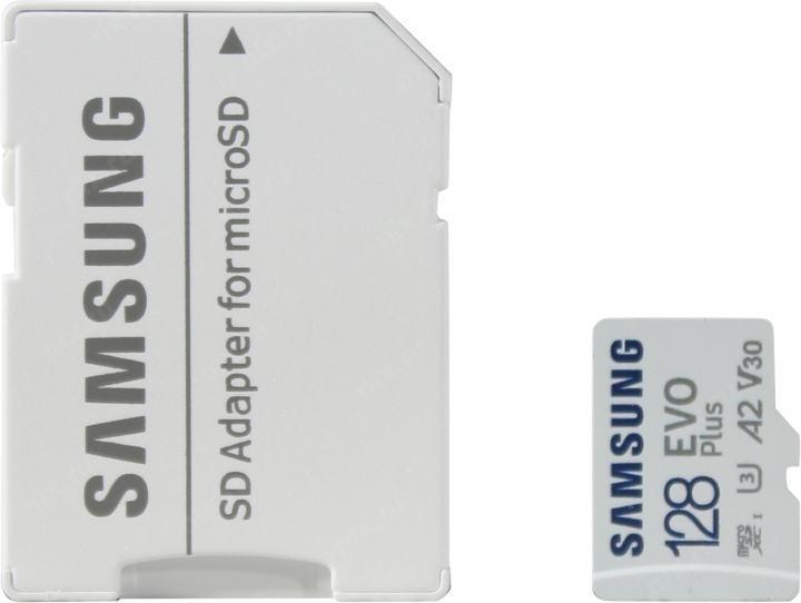 Карта памяти Samsung EVO Plus MB-MC128KA microSDXC Memory Card 128Gb Class10 UHS-I U3+ microSD-- SD Adapter - фото 1 - id-p212732571