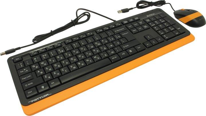 Комплект Клавиатура A4Tech Fstyler F1010 Orange (Кл-ра, USB,+Мышь,4кн, Roll, USB) - фото 1 - id-p206781462