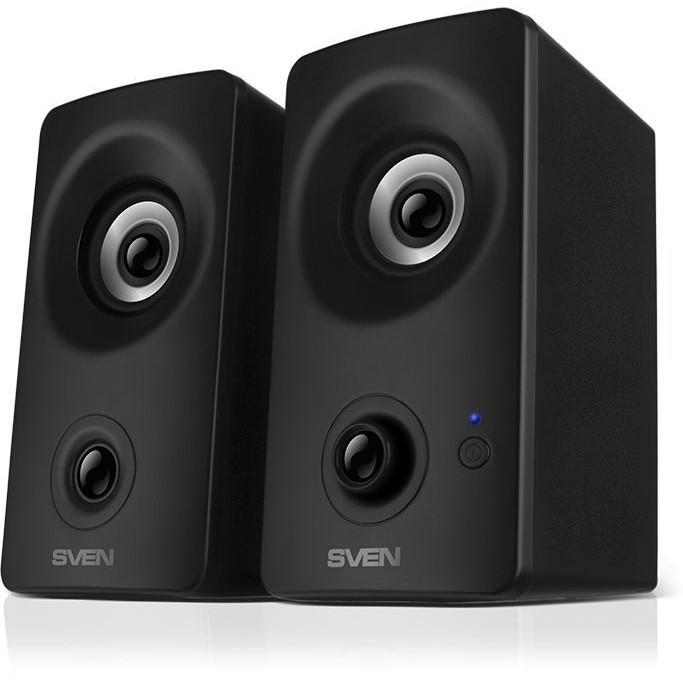 Колонки 2.0 SVEN 405 Black (настольная/полочная, 2.0, мощность (RMS) 8 Вт, 80-20000 Гц, пластик, Bluetooth) - фото 1 - id-p214270493