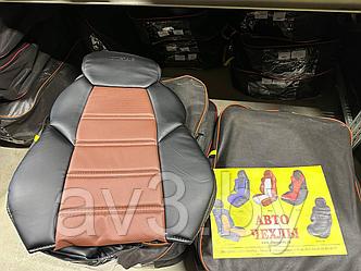 Чехлы на сиденья DINAS модель DRIVE Экокожа, цвет  черный - коричневый , Оригнал