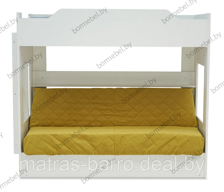 Кровать двухъярусная с диван-кроватью белая/ткань Velutto 28 новая - фото 2 - id-p218815518