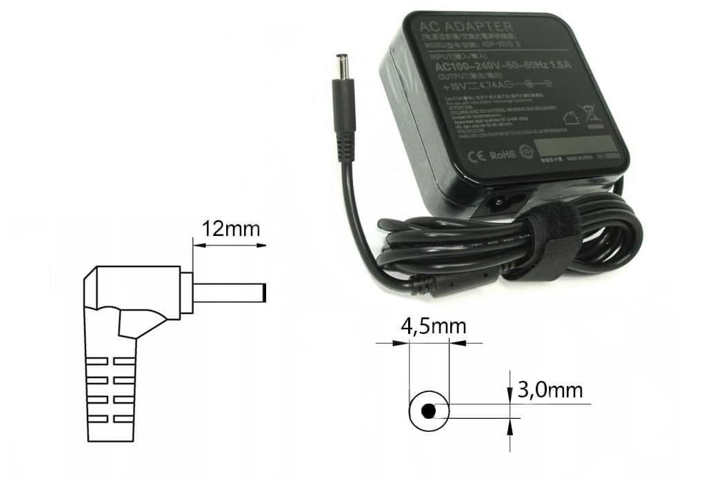 Зарядка (блок питания) для ноутбука Asus U500, 19V 4.74A 90W, штекер 4.5x3.0 мм - фото 1 - id-p218952756