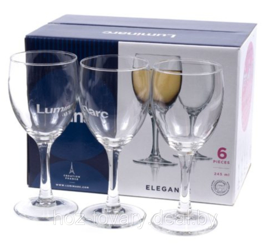 Набор бокалов для вина Люминарк Elegance 245 мл 6 шт - фото 1 - id-p218952763