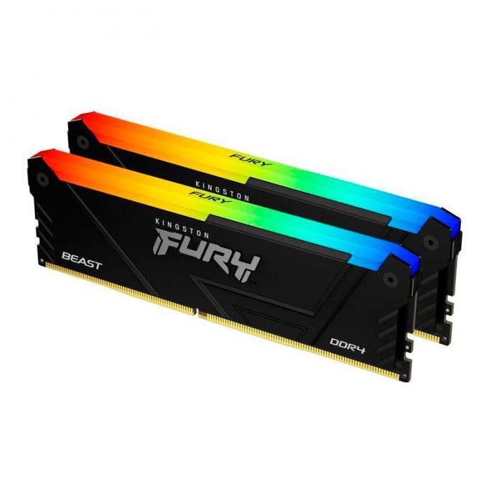 Модуль памяти Kingston Fury Beast Black RGB DDR4 DIMM 3200Mhz PC25600 CL16 - 32Gb Kit (2x16Gb) - фото 1 - id-p218953972