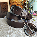 Кожаный ремень 4см BUFFALO BELTS коричневый, фото 2