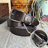 Кожаный ремень 4см BUFFALO BELTS коричневый, фото 6