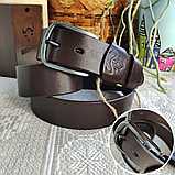 Кожаный ремень 4см BUFFALO BELTS коричневый, фото 7