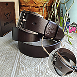 Кожаный ремень 4см BUFFALO BELTS коричневый, фото 3