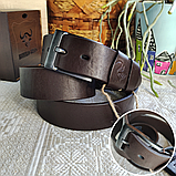 Кожаный ремень 4см BUFFALO BELTS коричневый, фото 4