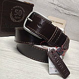 Кожаный ремень 4см BUFFALO BELTS коричневый, фото 10