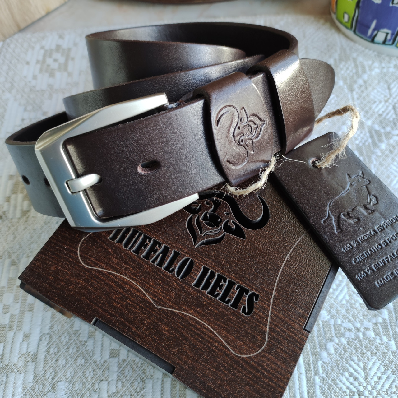 Кожаный ремень 4см BUFFALO BELTS коричневый