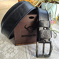 Кожаный ремень 4см BUFFALO BELTS черный прошитый