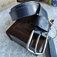 Кожаный ремень 4см BUFFALO BELTS синий