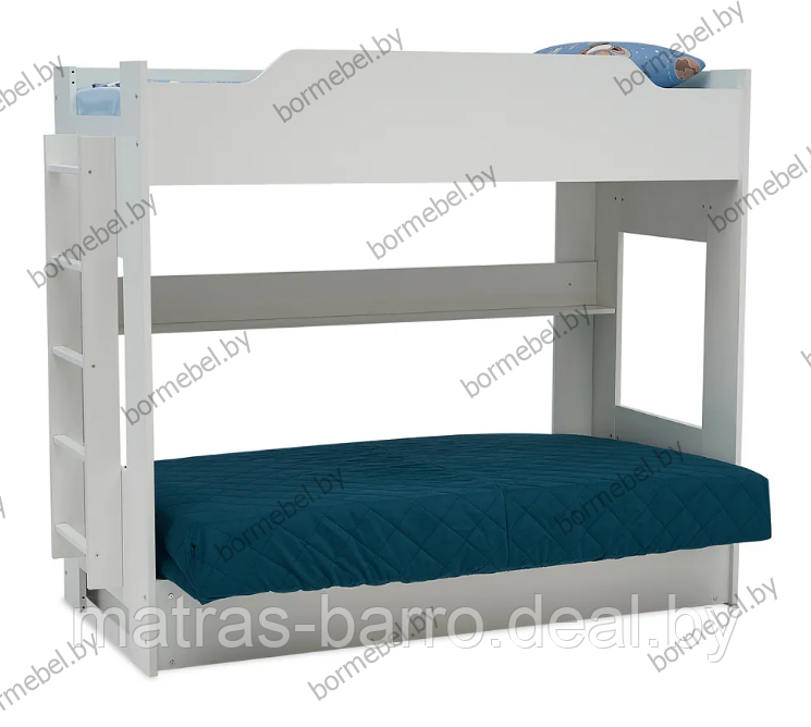 Кровать двухъярусная с диван-кроватью белая/чехол Velutto 26 - фото 2 - id-p218967058