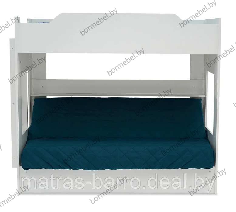 Кровать двухъярусная с диван-кроватью белая/чехол Velutto 26 - фото 3 - id-p218967058