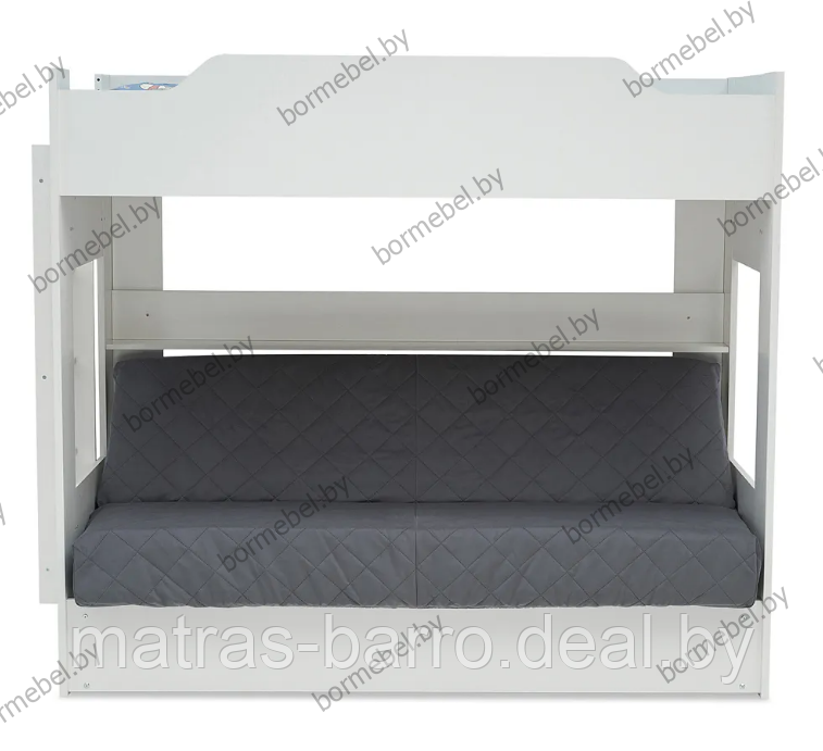 Кровать двухъярусная с диван-кроватью белая/ткань Velutto 32 - фото 2 - id-p218967127