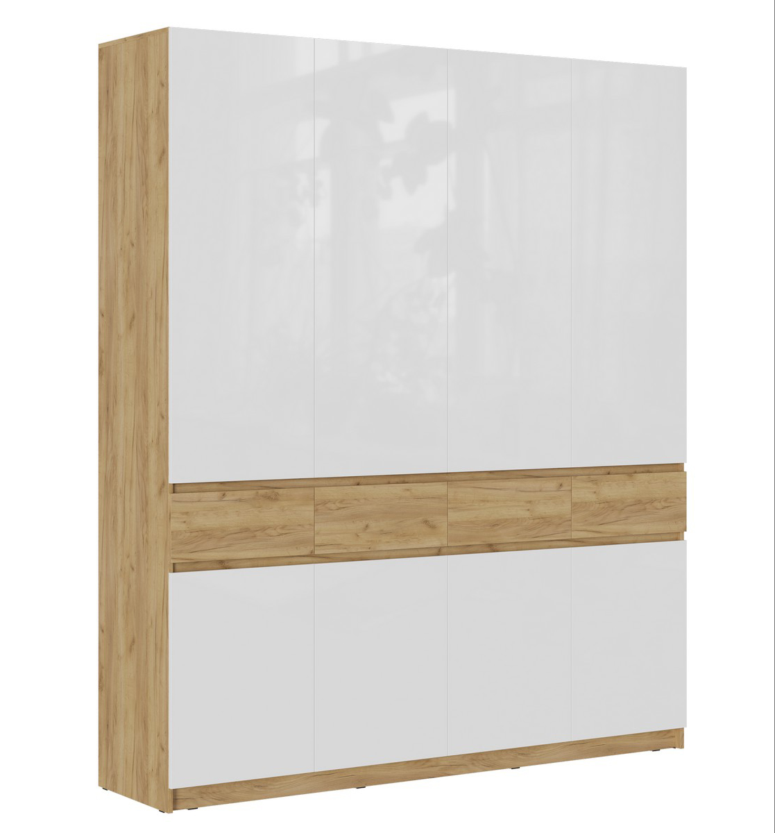 Шкаф-купе Бостон ШК-004 - Дуб крафт золотой / Белый глянец (МК Стиль)