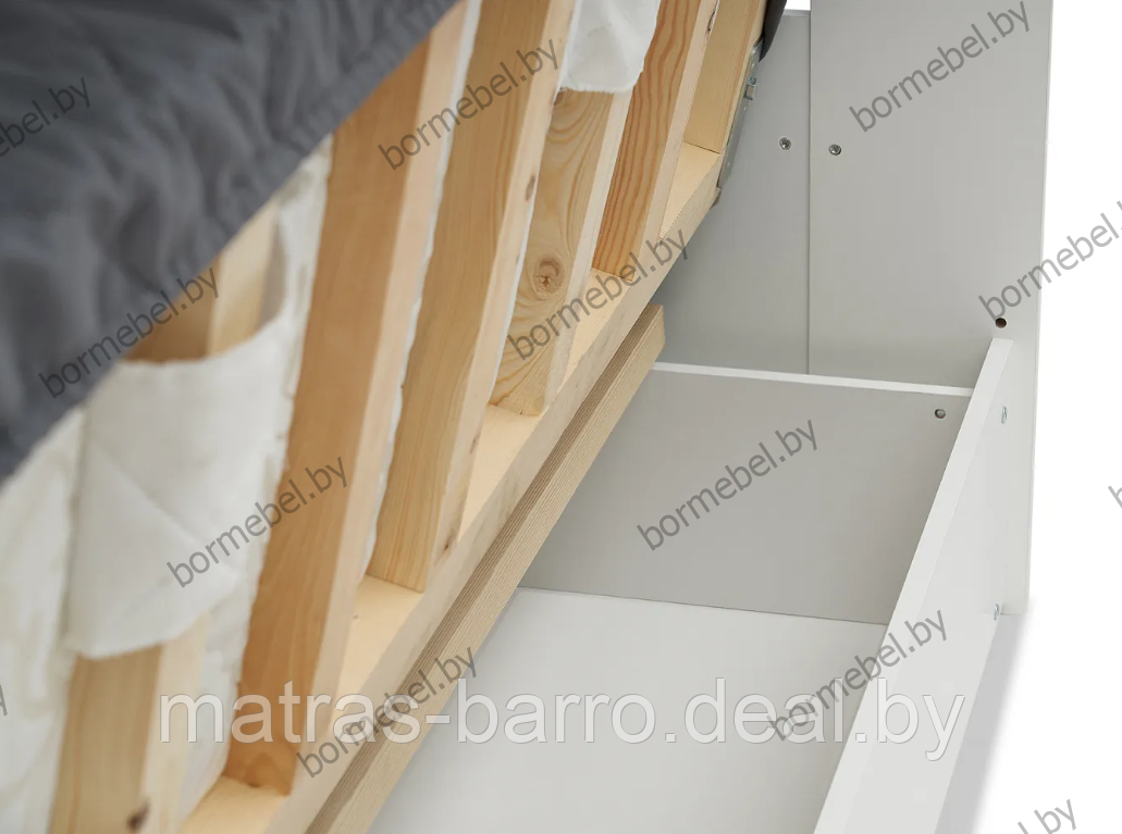 Кровать двухъярусная с диван-кроватью белая/ткань Velutto 32 - фото 8 - id-p218967127