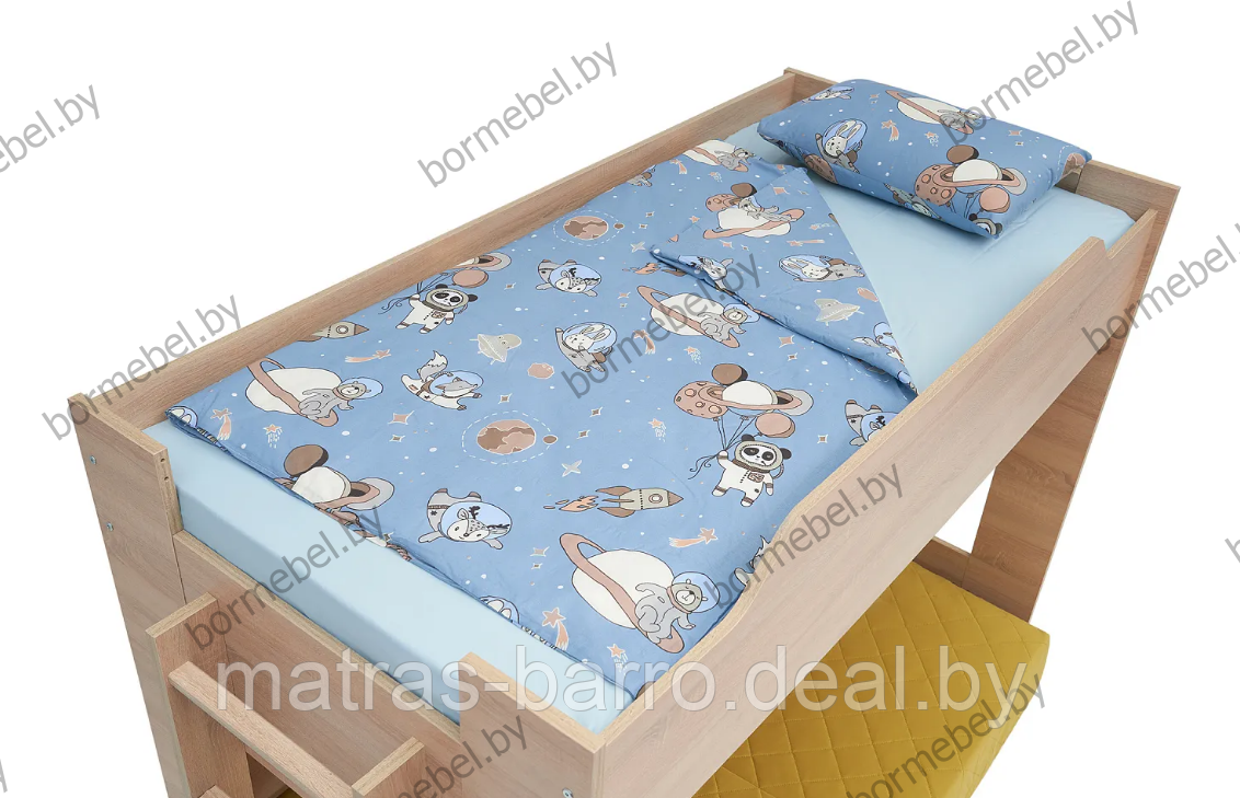Кровать двухъярусная с диван-кроватью дуб сонома/ткань Velutto 28 - фото 7 - id-p218967686