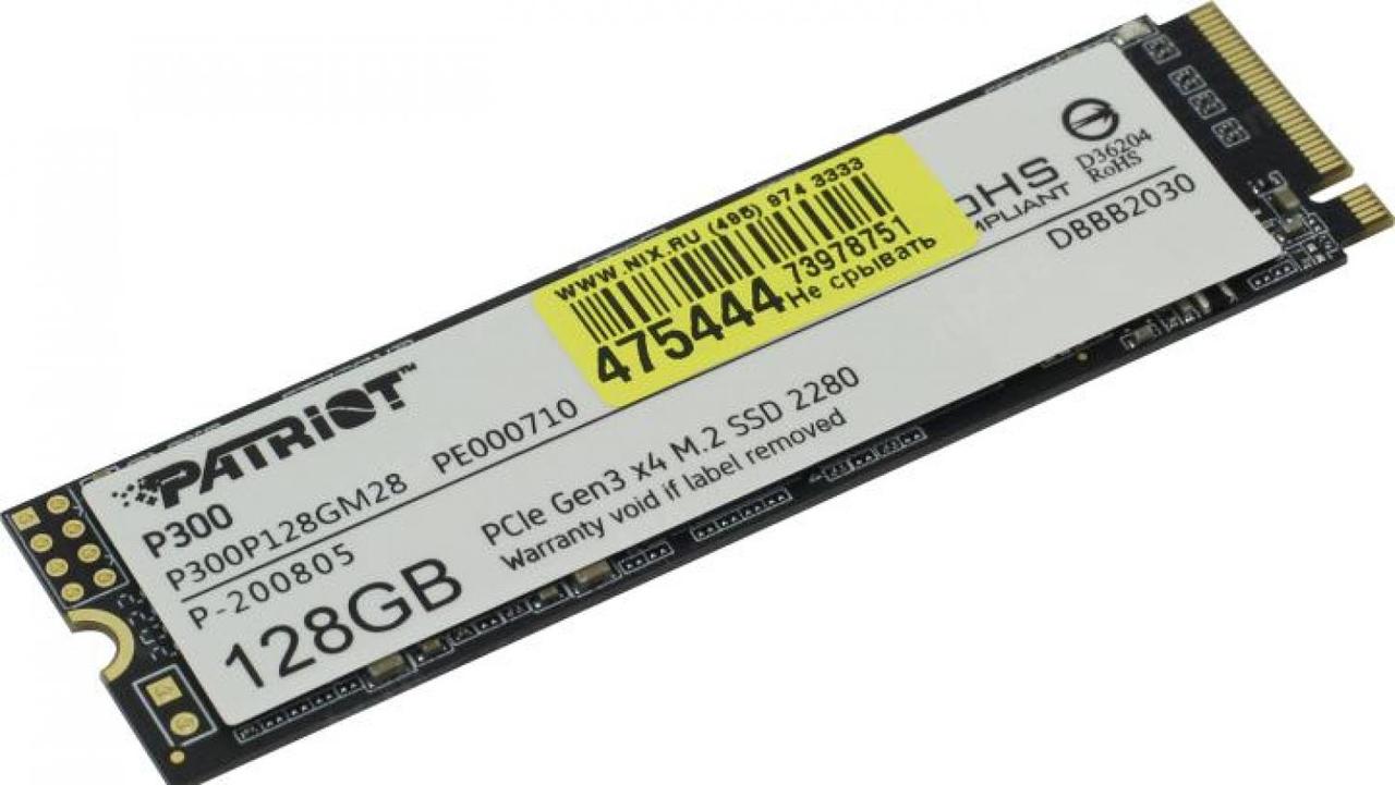 Накопитель SSD 128 Gb M.2 2280 M Patriot P300 P300P128GM28 1600/600 MBps - фото 1 - id-p203910110