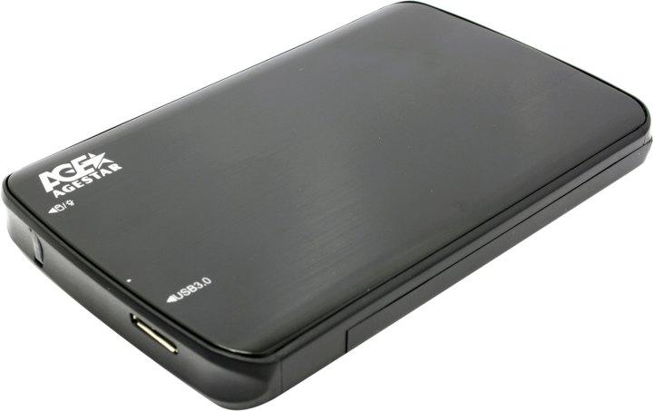 Внешний корпус для HDD/SSD AgeStar 3UB2A12 SATA пластик/алюминий черный 2.5" - фото 1 - id-p212722986