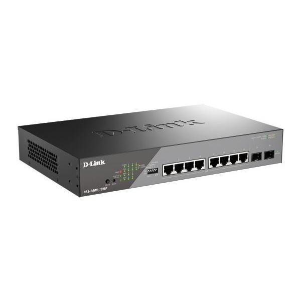 D-Link DSS-200G-10MP/A1A Настраиваемый L2 коммутатор с 8 портами 10/100/1000Base-T и 2 портами 1000Base-X SFP - фото 1 - id-p215460271