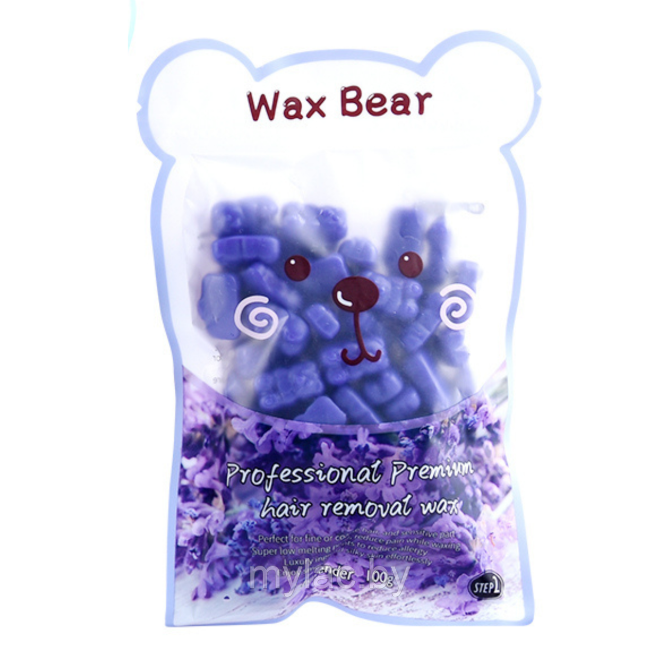 Воск для депиляции в гранулах WAX BEAR, 100 г лаванда - фото 1 - id-p218968463