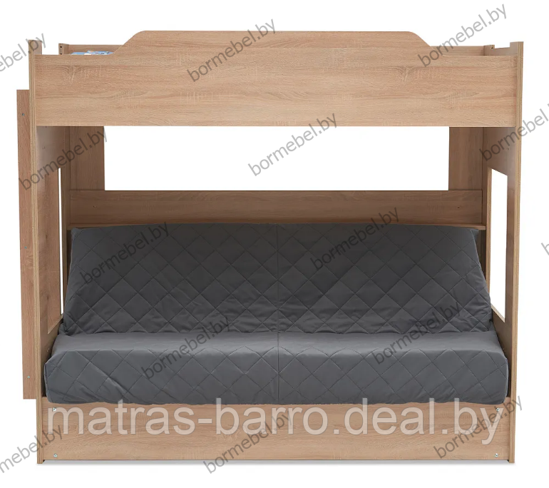 Кровать двухъярусная с диван-кроватью дуб сонома/ткань Velutto 32 - фото 3 - id-p218967650