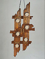 Люстра рустикальная деревянная "Сельская Премиум №23" на 6 ламп