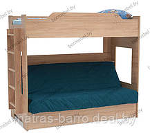 Кровать двухъярусная с диван-кроватью дуб сонома/чехол ткань Velutto 26