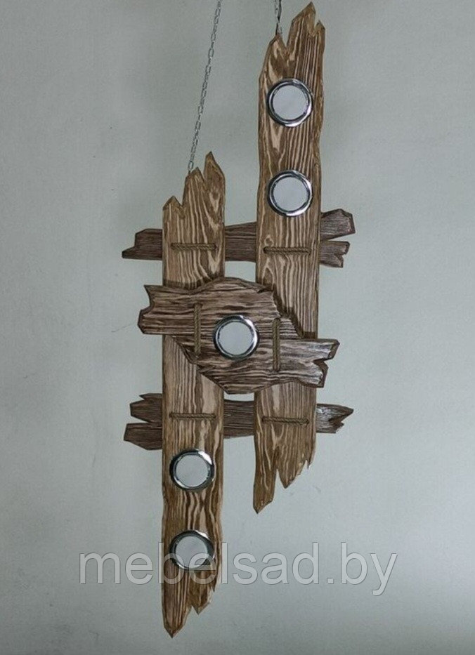 Люстра рустикальная деревянная "Сельская Премиум №25" на 5 ламп - фото 1 - id-p218968565