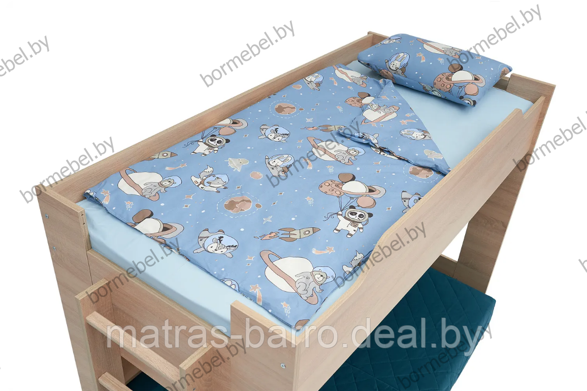 Кровать двухъярусная с диван-кроватью дуб сонома/чехол ткань Velutto 26 - фото 8 - id-p218968567